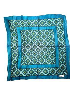 PAOLI Vintage 22-1/2” Square Green Print 100% Polyester Scarf